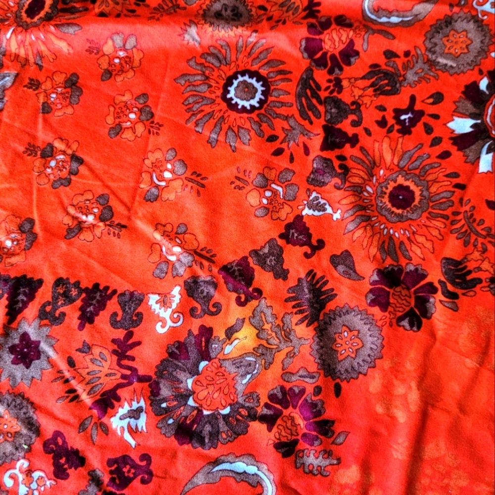 Vintage Orange Floral Fabric -Read Description